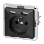 Uued tooted // Gniazdo pojedyncze p/t 2P+Z z ładowarką Pearl, 16A, 250V, PT-16P/USB, czarny