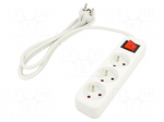 Extension lead | 3x1mm2 | 1.5m | rubber | white | Sockets no: 3 | 10A