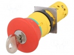 Switch: emergency stop with key | Stabl.pos: 2 | NC + NO | 2A/230VAC