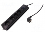 Plug socket strip: protective | Sockets: 4 | 250VAC | 16A | 1.5m