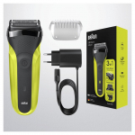 Braun Series 3 Shave&Style 300BT Electric Shaver, Razor for Men, Black/Volt Green