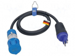 Extension lead | 3G2.5mm2 | 1.5m | rubber | black | Sockets no: 1 | 16A