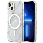 Guess GUHMP14SPCUMAH Marble MagSafe Hardcase for iPhone 14 / 15 / 13 6.1" / white