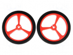Wheel | red | Shaft: D spring | Pcs: 2 | push-in | &Oslash;: 40mm | Shaft dia: 3mm