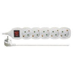 Pagarinātājs 5 ligzdu ar zemējumu,5m, ar slēdzi 3x1.5 mm&sup2; balts