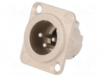 Socket | XLR | male | PIN: 3 | flange (2 holes),for panel mounting