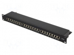 Patch panel | RJ45 | Cat: 6a | RACK | Colour: black | Number of ports: 24