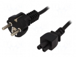 Cable | CEE 7/7 (E/F) plug,IEC C5 female | 1.8m | black | PVC | 2.5A