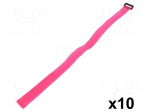 Velcro tie | L: 500mm | W: 20mm | polyamide | pink | UL94V-2 | Pcs: 10