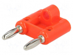Stackable safety shunt | banana 4mm plug x2 | 15A | red | 41mm