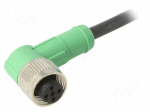 Connection lead | M12 | PIN: 5 | angled | 3m | plug | 60VAC | 4A | -25&divide;90&deg;C