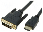 Cable | DVI-D (24+1) plug,HDMI plug | 1.8m | black