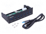 Hub USB | USB 3.0 | size for 5.25" drive bay | USB A socket x7