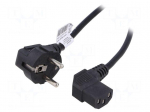 Cable | CEE 7/7 (E/F) plug angled,IEC C13 female 90&deg; | 3m | black