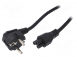 Cable | CEE 7/7 (E/F) plug angled,IEC C5 female | 1.5m | black | PVC