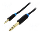 Cable | Jack 3.5mm 3pin plug,Jack 6,3mm 3pin plug | 0.5m | black