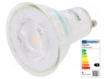 LED lamp | white warm | GU10 | 230VAC | 370lm | P: 4.6W | 36&deg; | 3000K