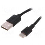kaabel; USB 2.0; USB A pistik, USB C pistik; 3 m; must; Tuum: Cu; 480 Mbps