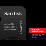 SanDisk Extreme PRO microSDXC 256GB + SD Adapter + 2 years RescuePRO Deluxe up to 200MB/s & 140MB/s Read/Write speeds A2 C10 V30 UHS-I U3