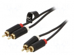 Cable | RCA plug x2,both sides | 5m | Plating: gold-plated | black