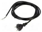 Cable | 2x1mm2 | CEE 7/17 (C) plug,wires | PUR | 3m | black | 10A | 230V