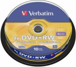 Verbatim Blank DVD+RW SERL 4.7GB 4x 10 Pack Spindle