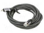 Cable | USB 3.1 | RJ45 plug,USB C plug | nickel plated | 3m | U/FTP | Cu