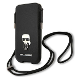 Back panel cover Karl Lagerfeld  Karl Lagerfeld Torebka KLHCP12MOPHKMK 6,1" czarny/black hardcase Saffiano Ikonik Karl's