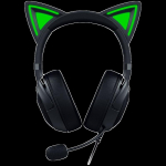 Kraken Kitty V2 - Black, Gaming headset, Kitty Ears, Stream Reactive Lighting, HyperClear Cardioid Mic, 40 mm TriForce Drivers, Built into the earcups microphone, Razer Chroma RGB (Ear and Earcups), Surround sound: Only available on Windows 10 64-bit