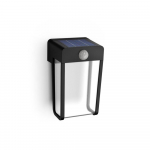 PHILIPS Shroud ar solāro uzlādi WA 2.3W 2700K caurspīdīgs melns gaismeklis ar infrasarkano kustības sensoru 8720169265509