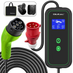 Qoltec Mobile EV charger with adjustable 2in1 Type2 | 11kW | CEE 32A | LCD | 3 phase | Portable | Wallbox | 5m