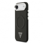 Back panel cover Guess Apple iPhone Air PU Leather Triangle Logo MagSafe Case Black