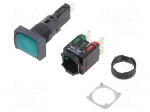 Switch: push-button | Stabl.pos: 1 | NC + NO | 16mm | green | LED | Pos: 2