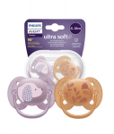 Philips Avent Ultra soft DECO Baby Pacifier 6-18m 2pcs Orange/Violet