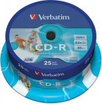Blank CD-R AZO Verbatim 700MB 1x-52x Wide Printable, ID Bran,25 Pack Spindle