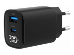 Controller Gembird TA-UC-PDQC30LCD-BK-01 2-port 30W USB fast charger, LCD, black |