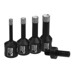 Trellid, kruvikeerajad, puurvasarad // Lisaseadmed lihvijatele, puuridele ja kruvikeerajatele // Zestaw koronek diamentowych vb 6,8,10,12mm, adapter hex