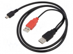 Cable | USB 2.0 | USB A plug x2,USB B mini plug | 1m | black