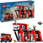 LEGO 60414 City Fire Station with turntable ladder vehicle, construction toy