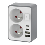 T&ouml;&ouml;riistad ja m&otilde;&otilde;teseadmed // Uued tooted t&ouml;&ouml;riistade, tarvikute kategoorias // Rozgałęźnik 2x 2P+Z, z ładowarką 2x USB-A + 2x USB-C, max. 3,4 A, 17 W, biało-szary