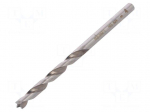 Drill bit | for wood | &Oslash;: 4mm | L: 75mm | HSS | Working part len: 43mm