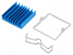 Heatsink: extruded | grilled | BGA | blue | L: 29mm | W: 29mm | H: 7.5mm