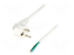 Cable | CEE 7/7 (E/F) plug angled,wires | 3m | white | PVC | 3x1,5mm2