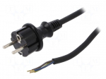 Cable | SCHUKO plug,CEE 7/7 (E/F) plug,wires | 4m | black | rubber