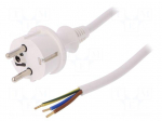 Cable | SCHUKO plug,CEE 7/7 (E/F) plug,wires | 5m | white | PVC | 16A