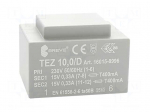 Transformer: encapsulated | 10VA | 230VAC | 15V | 15V | 333.3mA | 333.3mA