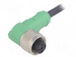 Connection lead | M12 | PIN: 4 | angled | 10m | plug | 250VAC | 4A | -25&divide;90&deg;C
