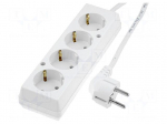Extension lead | 3x1.5mm2 | Len: 10m | PVC | white | Sockets no: 4 | 16A