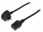 Cable | 3x1.5mm2 | BS 1363 (G) plug,IEC C19 female | PVC | 1m | black