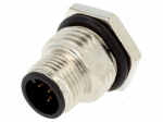 Connector: M12 | socket | PIN: 5 | male | 60V | straight | IP68 | THT | metal